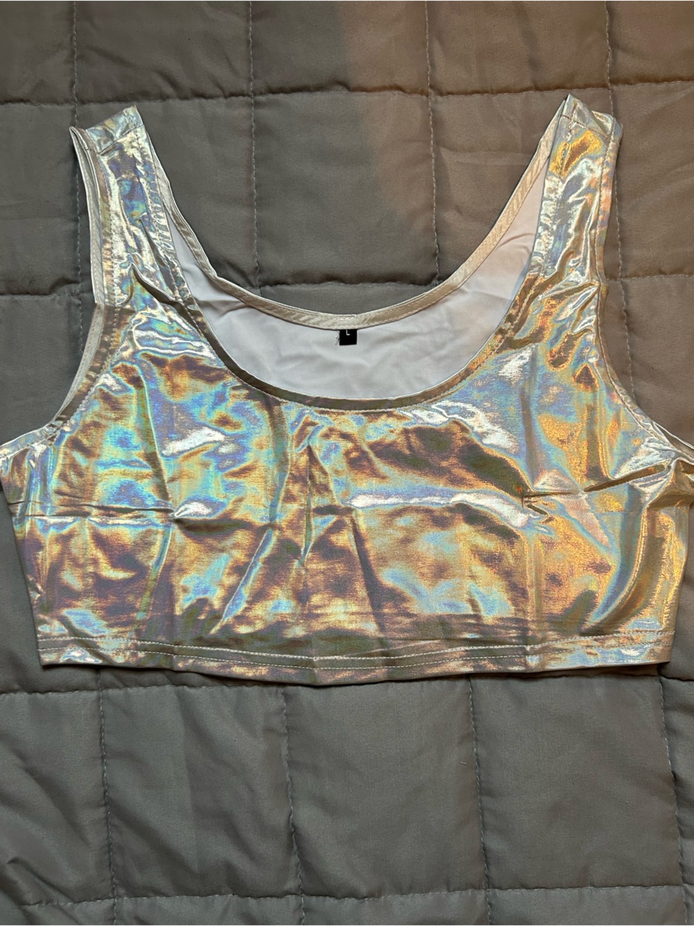 Kids Holographic Silver Crop top